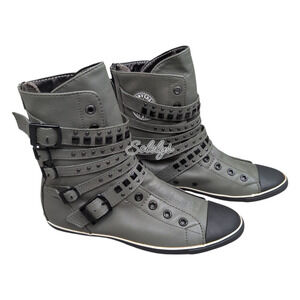 Converse 2011 RARE XHI Multi Five Buckle Strap Zip Leather High Top Sneaker Boot